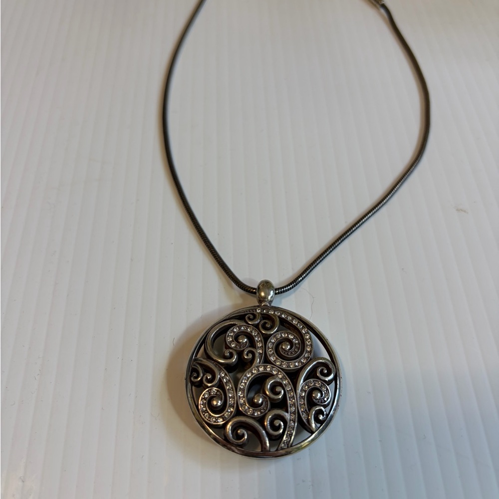 Brighton Silver Filigree Round Pendant Necklace